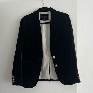 J. Crew black velvet blazer with gold buttons sz 4